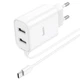 Мережевий зарядний пристрій Hoco C103A з кабелем Type-C Cable Courser Dual-Port Charger 2USB 2.1A White - зображення 4