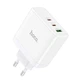 Сетевое зарядное устройство Hoco N30 Glory PD65W three-port (USB + 2USB-C) fast charger White - изображение 3