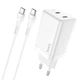 Сетевое зарядное устройство Hoco N23 Astral PD45W dual port (2USB-C) charger set (Type-C to Type-C cable) White - изображение 2