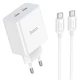 Сетевое зарядное устройство Hoco C108A Leader PD35W dual port (2USB-C) charger set (Type-C to Type-C cable) White - изображение 1