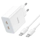 Сетевое зарядное устройство Hoco C108A Leader PD35W dual port (2USB-C) charger set (Type-C to Type-C cable) White - изображение 3