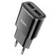 Мережевий зарядний пристрій HOCO C88A Star round dual port charger Black - изображение 1
