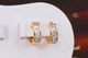 Серьги кольца Хuping Jewelry четыре квадратных камня бортики по краям 1.3 см золотистые - изображение 1
