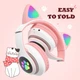 Беспроводные детские MP3 наушники с кошачьими ушками Cat Ear STN-28 с подсветкой Розовые - изображение 3