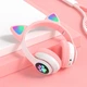 Беспроводные детские MP3 наушники с кошачьими ушками Cat Ear STN-28 с подсветкой Розовые - изображение 5