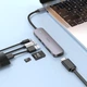 USB-хаб адаптер Hoco HB28 Type-C 5в1 (док станция, 60W, HDTV + USB3.0 + USB2.0 + SD + TF + PD, переходник, для макбука и другой техники) - Темно серый - изображение 7