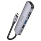 USB-хаб адаптер Hoco HB28 Type-C 5в1 (док станция, 60W, HDTV + USB3.0 + USB2.0 + SD + TF + PD, переходник, для макбука и другой техники) - Темно серый - изображение 4