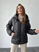 Стеганая женская куртка с капюшоном K&ML oversize ( 42 - 48 ) Черный ( 02 - 01 ) - изображение 8