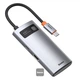 USB-хаб адаптер Baseus Metal Gleam Series 4в1 Multifunctional (Type-C, HDMI, USB 3.0, USB 2.0) - Серый - изображение 2