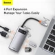 USB-хаб адаптер Baseus Metal Gleam Series 4в1 Multifunctional (Type-C, HDMI, USB 3.0, USB 2.0) - Серый - изображение 5