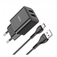 Зарядний пристрій МПЗ з кабелем USB to Type-C Hoco N25 Maker 35W (2 USB) black - зображення 3
