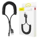 Кабель Baseus Fish eye Spring USB For Lightning (USB 2.0, 1 метр, швидка зарядка, спіральний кабель) - Чорний - зображення 7