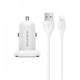 Автомобільний зарядний пристрій BOROFONE BZ12 double port in-car charger та кабель Lightning Білий - зображення 3