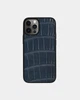 Темно-синій Kartell чохол зі шкіри крокодила для iPhone 12 Pro - зображення 1