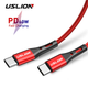 Кабель USB Type-C - USB Type-C (3m) 60W PD Fast Charging дата-провід швидкого заряджання даних для телефону USLION US0123 Red - зображення 1
