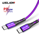 Кабель USB Type-C - USB Type-C (3m) 60W PD Fast Charging дата-провід швидкого заряджання передачі даних для телефону смартфона USLION US0123 Purple - зображення 1