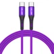 Кабель USB Type-C - USB Type-C (3m) 60W PD Fast Charging дата-провід швидкого заряджання передачі даних для телефону смартфона USLION US0123 Purple - зображення 7