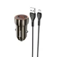 Адаптер автомобільний Hoco Micro USB Cable Blue shield single port Car charger Z46 |1USB, 18W/3A, QC| сірий - зображення 1