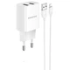 Сетевое зарядное (СЗУ) Borofone BA53A Powerway (2USB/2.1A) + MicroUSB Белый - изображение 1