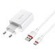 Мережевий зарядний пристрій з кабелем BOROFONE BA21A Long journey single port QC3.0 charger set(Type-C) 18W White (6931474702487) - изображение 1