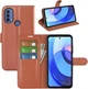 Чехол IETP для Motorola Moto E20 / E40 книжка кожа PU с визитницей коричневый - изображение 1