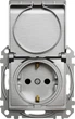 Розетка с заземлением со шторками и крышкой Schneider Electric Sedna Design Матовый алюминий (SDD170024) - изображение 3