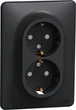 Двойная розетка 2P + E с заземляющим контактом Schneider Electric Sedna Design Черный (SDD314221) - изображение 1