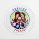 Патріотичний білий / синій Магніт Дівчата Ukraine-Poland 6,5 см круглий із зображенням дівчата українка та полячка сувенір - зображення 2