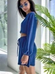 Костюм женский летний котоновый блуза и шорты прямого свободного кроя Seventeen L-XL Синий 1751.4650 - изображение 6