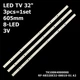 LED підсвітка TV Bravis 32" inch 8-led 605mm 3V RF-AB320E32-0801S-01 A2 TK100K4000000 COPA 3pcs=1set - изображение 1