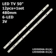 LED підсвітка TV 50" 480mm 6-led 3V LED50D6A-01(A) LED50D6B-01(A) 30350006211/12 12pcs=1set - изображение 1