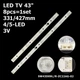 LED підсвітка TV 43“ 3V 331/427mm 4/5-led SW43D09L-ZC22AG-02 SW43D09R-ZC22AG-02 303SW430038 43E388G 8pcs=1set - изображение 1