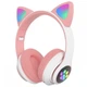 Беспроводные наушники с кошачьими Ушками Bluetooth Cat STN-28 с микрофоном LED RGB подсветка Pink - изображение 3