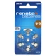 Батарейки Renata 312 для слухового аппарата 6 шт (ZA312 1,45V) - изображение 1