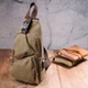 Сумка через плечо с USB кабелем мужская из плотного текстиля 21223 Vintage Оливковая - изображение 7