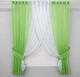 Кухонные шторки VR-Textil № 096к с подвязками салатовый с белым 400х170 см (50-846) - изображение 1