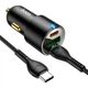 Мощное автомобильное зарядное устройство hoco. NZ6: USB Type-C мощностью 25W и 20W, USB мощностью 18W набор с кабелем Type C на Type C - изображение 4