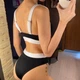 Купальник No Brand раздельный трикотажный с топом и завышенной талией черный с белым S - изображение 5