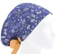 Медицинская шапочка женская HeadwearUniverse универсальная принт Листочки на джинсовом - изображение 1