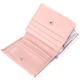 Компактный женский кожаный кошелек с монетницей KARYA Women's wallet 21375 Пудровый - изображение 4