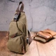 Мужская сумка-слинг через плечо Vintage 21223 с USB кабелем из текстиля 15х31х6 см Оливковый - изображение 7