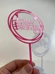 Топпер для торта Happy Birthday дзеркальний пластик (16х11см) Рожевий - изображение 2