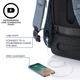 Рюкзак антивор XD Design Bobby Hero Small 13,3' , RFID защита, USB-порт, голубой - изображение 7