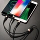 Кабель для телефона 3в1 Hoco Combo Micro USB / Lightning / Type-C Xpress One Pull Three Charging Cable X26 Быстрая зарядка |1m, 2A| Black/Gold - изображение 5