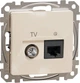 Розетка Schneider Electric RJ45 категория 6 UTP-TV Sedna Design Бежевая (SDD112469T) - изображение 1