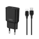 Мережевий зарядний пристрій (адаптер) XO L92C 2USB / 2.4A + Type-C black - зображення 1