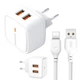 Сетевое зарядное устройство (адаптер) XO L61 2USB / 2.4A + Type-C white - изображение 1
