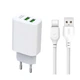 Сетевое зарядное устройство (адаптер) XO L85C 2USB / 2.4A + Type-C white - изображение 1
