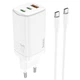 Сетевое зарядное устройство Hoco N16 Scenery GaN 65W three-port и кабель Type-C to Type-C White - изображение 1