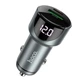 Автомобільний зарядний пристрій HOCO Z42 Light road dual port digital display PD20W+QC3.0 car charger Metal Gray (6931474742551) - изображение 3